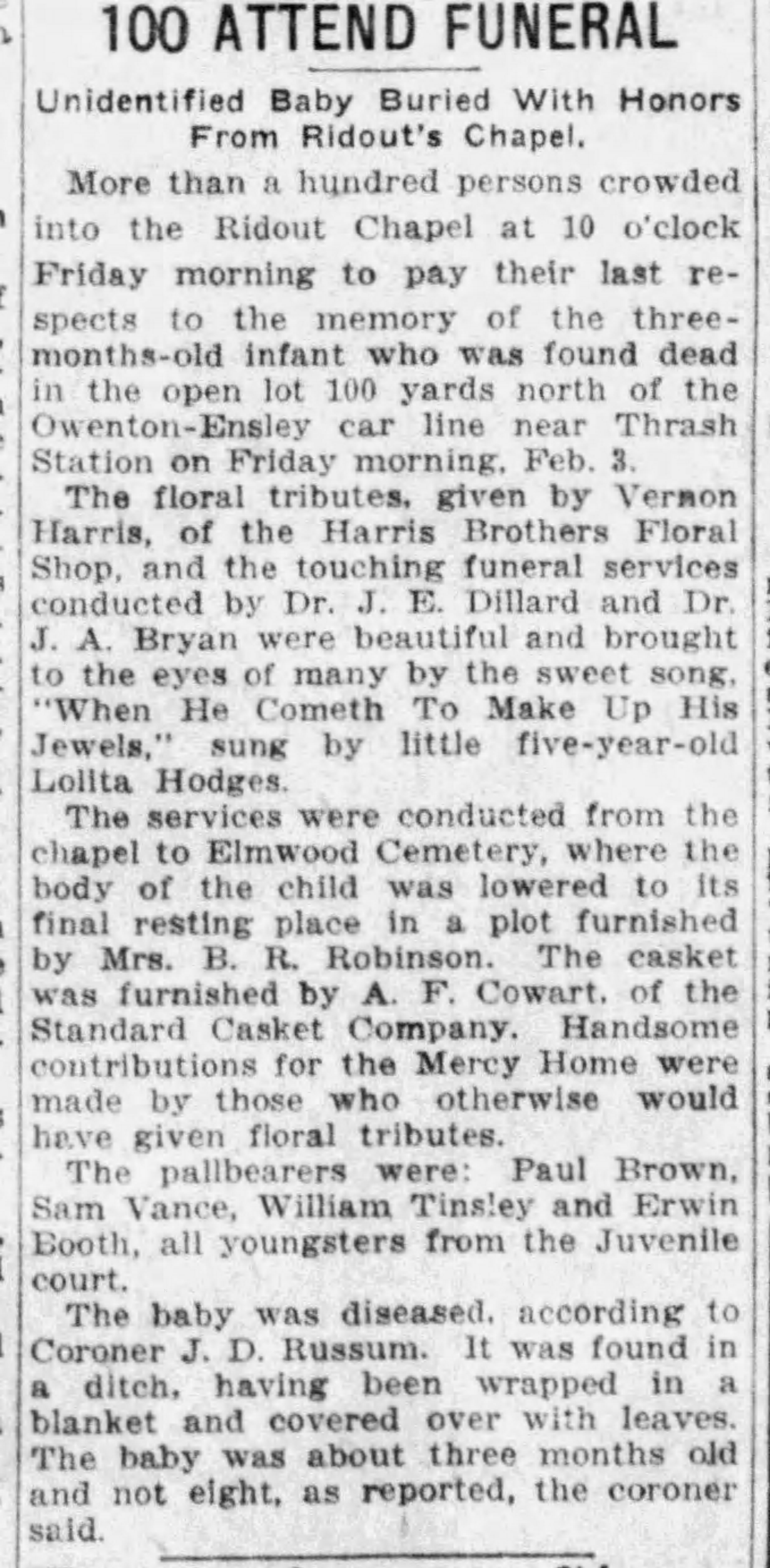 100 Attend Funeral obituary